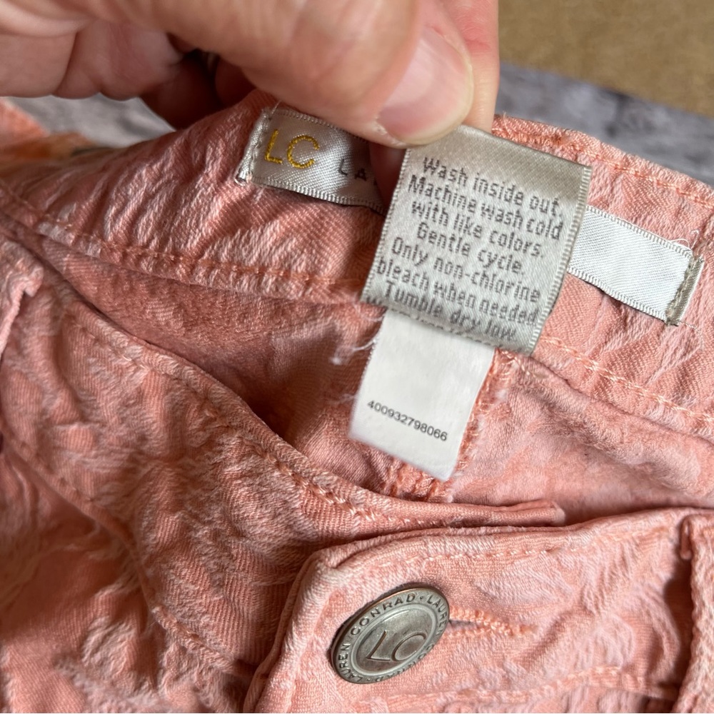 LC Lauren Conrad Coral Jacquard Pants 12 Casual Floral - Picture 5 of 10